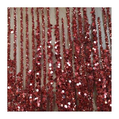 China Wholesale Anti-static Beautiful Stripe Glitter Fabric Tulle Glitter Stripe Sequin Glitter Fabric For Dresses for sale