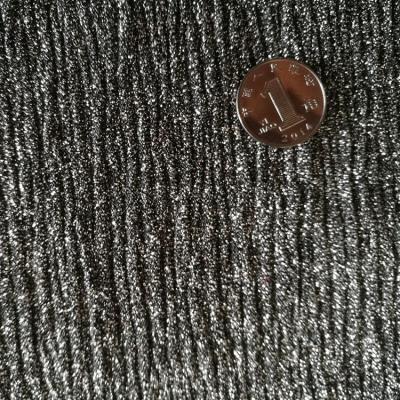 China Fashion Anti-Static Silver Shiny Fabric Metallic Pleated Fabric For Dress Dress for sale