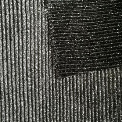 China Anti-static custom design glitter dress fabric pleated metallic pleated polyester lurex knit fabric for sale