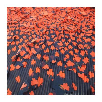 China Anti-Static Pleated Chiffon Fabric With Laser Embroidery For Dress for sale