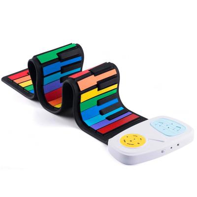 China With 6 demo songs 49 keys hand roll piano for children introduction keyboard fun silicone piano rainbow version of children electronic piano for sale