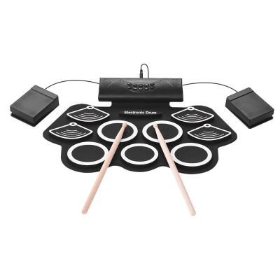 China Silica gel wholesales hot sale MD-862 hand roll electronic drum set drum built-in lithium battery with horn can play DTX silicone drum for sale