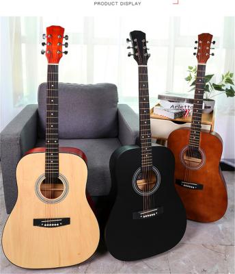 China Basswood Wholesale 41 Inch High Quality People Guitar Rounded Corners Brilliant Basswood Folk Acoustic Guitar for sale