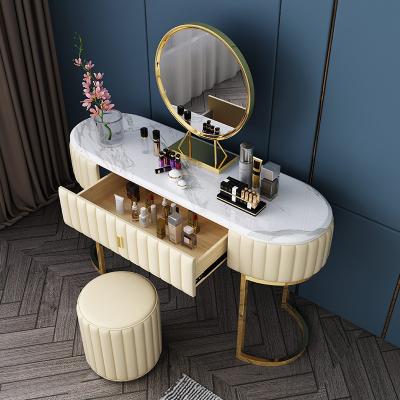 China Hot Selling Adjustable Vanity Table Bedroom Furniture Nordic Luxury Marble Dresser Set (Other) With Mirror And Lights Makeup Table for sale