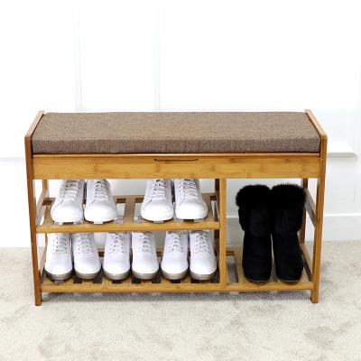 China Shoe Rack With Seat Zapatero Wholesale Modern Entryway Shoe Rack Bench Natural Bamboo Shoe Rack Organizer For Living Room for sale