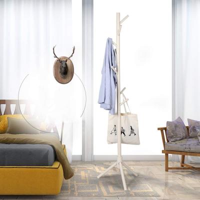 China SITU factory wholesale viable modern coat rack white wooden 8 hooks hanger rack for living room furniture for sale