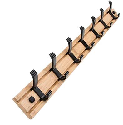 China SITU Wall-Mount Sustainable Movable Portable Coat Hooks 7 Hooks Bamboo Coat Hat Holder Hanger For Bags Clothes Umbrella for sale