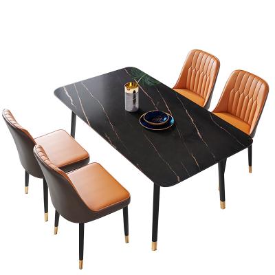 China SITU Stable Black 4 Chairs Stainless Steel Square Marble Dining Table Set Luxury Furniture Imported Modern for sale