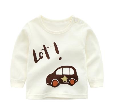 China Wholesale 100% Breathable Cotton Baby T-shirt Good Quality Cartoon Printing Baby Long Sleeve Clothes for sale