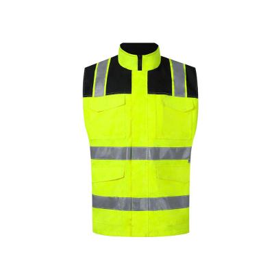 China Custom Logo %100 Cotton Chest Working Lights Waterproof Blue Reflective Construction Workers Vests High Visibility/Safety for sale