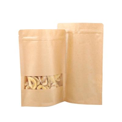 China Moisture Proof Clear Window Pockets Zip Lock Bags Brown Kraft Paper Bags Custom Logo for sale