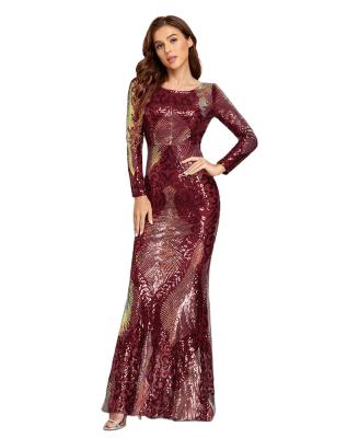 China Luxury Backless Evening Dresses Club Prom Women's Sequin Tassel Bodycon Breathable Red Ladies Elegant Dress Long for sale