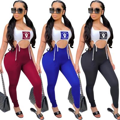 China 2021 Spring QUICK DRY Clothing Crop Sleeveless Top And Pants Street Wear Women Summer Sets 2 Piece Set Casual Ladies High Waist Women for sale