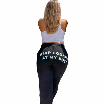 China Anti-Static Custom Letters Printing Casual Oversized High Stretch Women's Summer Loose Adjustable Pants And Trousers for sale