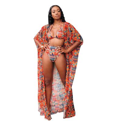 China Breathable African Swimwear and Print Beachwear Cover Up 2020 3 Piece Swimsuit for sale