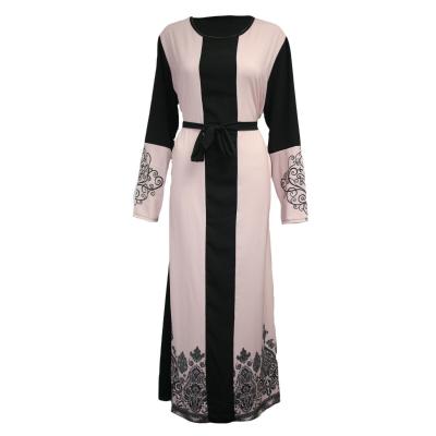 China Formal Dresses 1911 New Fashion Arabic Women Dress Long Sleeve Printed Contrast Color Ladies Abaya Muslim 1911 for sale