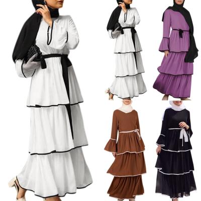 China High Quality Women Harden To Layer Moroccan Tunisian Dubai Abaya Muslim Long Dress With Hijab Dress Islamic Clothing 1912 for sale