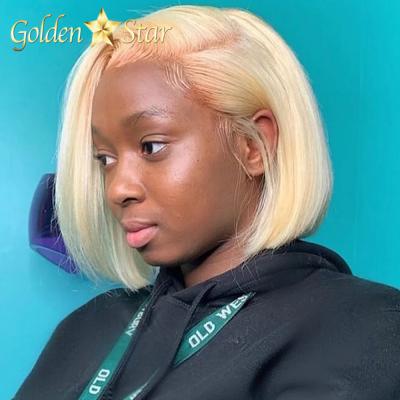 China Tangle Free and Shed Free 613 Bob Wig Brazilian Straight Remy Human Hair Blonde Short Lace Front Wigs, Blonde Pre Plucked Virgin Hair 613 Bob Wig for sale