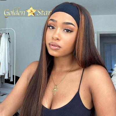 China Tangle Free And Shedding GD Free Top Quality Raw Hair Highlight Headband Wigs, Machine Made None Laces Wigs, Cheap Highlight Headband Wigs For Black Women for sale