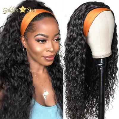 China Tangle Free And Shed GD New Raw Freestyle Virgin Hair Headband Wigs,Wholesale Raw Indian Hair No Lace Wig For Black Women,Machine Made Headband Wig for sale