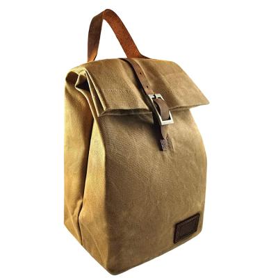 China Portable Insulated Picnic Canvas Cooler Bag Waxed Lunch Bag Thermal Lady Food Picnic Lunch Case Waterproof Lunch Box for sale