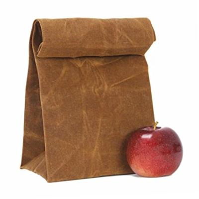 China Canada Waterproof Lunch Bag Zippered Lunch Cooler Handbag Canvas Waxed Lunch Bags for sale