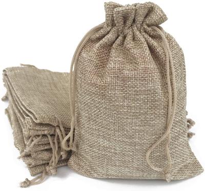 China Wholesale Jute Promotional Drawstring Bags Cotton Lining Gift Bag Burlap Pouches Mini Drawstring Bags Eco-Friendly Natural Fiber Promotional Canvas Pouch for sale