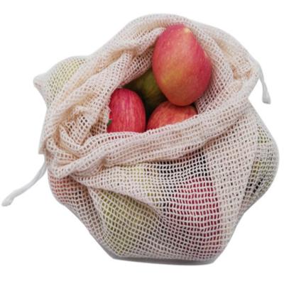 China 100% Recyclable Cotton Mesh Drawstring Bag Durable Vegetable Fruit Bags Packaging for sale