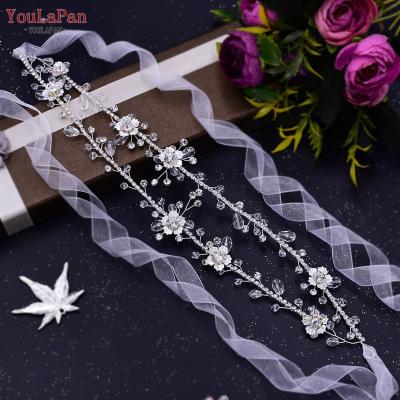 China Fashion YouLaPan HP340 Popular Alloy Headdress Lady Headband Diamond Chain Crystal Bridal Hairband Wedding Floral Tiara for sale