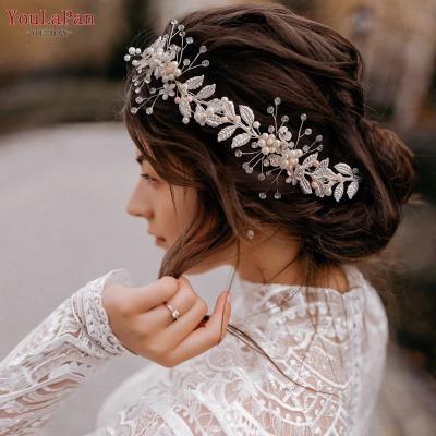 China Wholesale Fashion YouLaPan HP323 Ladies Accessories Ally Leaf Pearl Headbands Bohemia Tiaras Wedding Headpiece Bridal Headpiece for sale