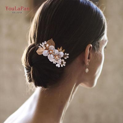 China YouLaPan HP269 Fashion Flower Women's Headwear Daily Pearl Headpiece Exquisite Rhinestone Barrette Hair Piece Wedding Bridal Hair Pin for sale