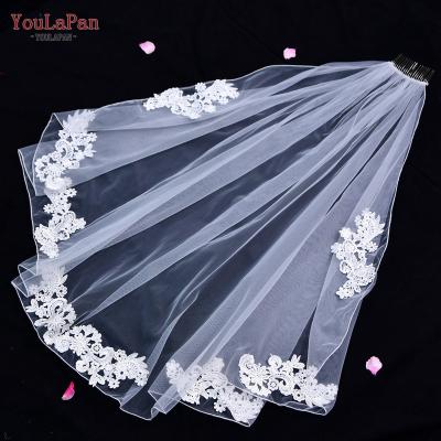 China Veil New YouLaPan V78 2022 Women's Veil Wedding Dress Bridal Romantic Wedding Lace Edge Single Layer Short Ivory White Girls Beautiful for sale