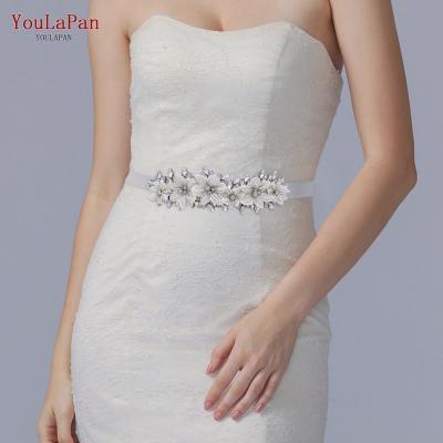 China YouLaPan S63 2022 New Design Rhinestone Crystal Beaded Flower Belt Ladies Bridal Wedding Belt Accessories Formal Dress Waist Decoration for sale