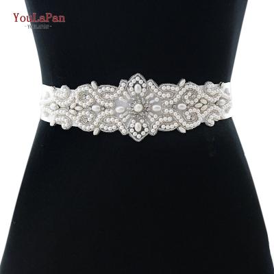 China YouLaPan S26A Vintage Pearl Sash Woman Prom Party Dress Waist Decoration Hand Beaded Sash Bridal Wedding 28*7CM/11*2.75IN for sale