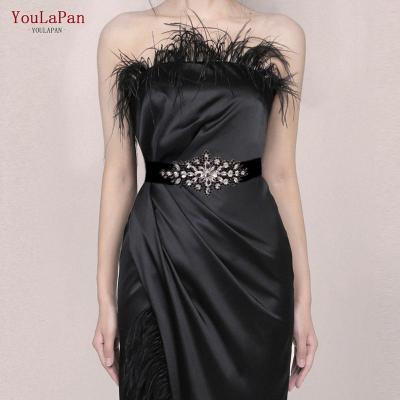 China YouLaPan S01 Milan Fashion Week Fashion Rhinestone Belt Wedding Bridal Waist Belt Decoration Ribbon Belt for sale