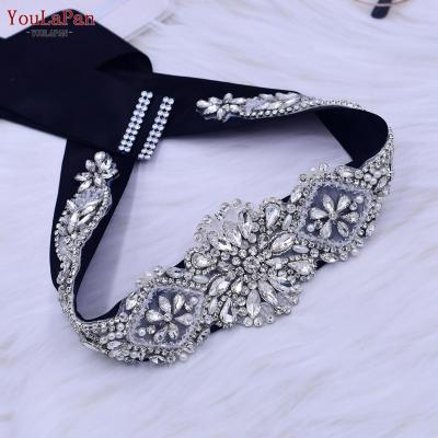 China YouLaPan S433-S Hot Sale Prom Party Sash Formal Dress Decoration Accessories Rhinestone Bead Crystal Belt Wedding Bridal Sash for sale