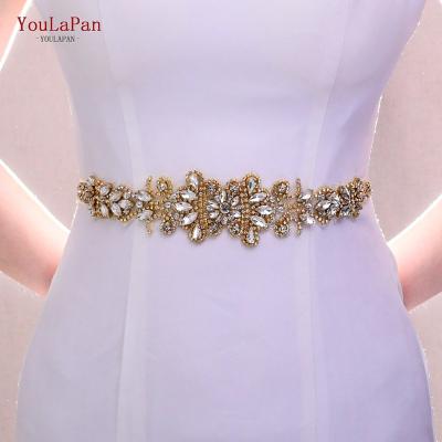 China YouLaPan S12 Gold Rhinestone Rose Gold Diamond Belt Bridesmaid Dress Waist Decoration Wedding Accessories Silver Bridal Belt for sale