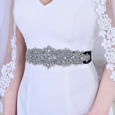 China YouLaPan S26 Rose Gold Rhinestone Applique Ladies Bridal Belt Rhinestone Princess Dress Ribbon Belt Wedding Silver Dress Decoration for sale