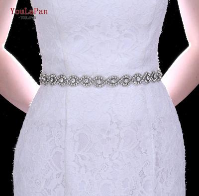 China Hot Selling YouLaPan S28 Rhinestone Ladies Party Silver Rose Gold Rhinestone Belt Waist Decoration Wedding Bridal Sash Belt Gold Applique for sale