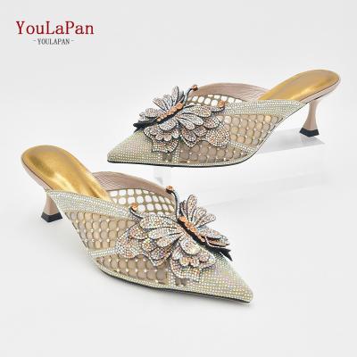 China YouLaPan A13 Light Luxury Romantic Butterfly Glitter Handmade Rhinestones Diamond Sparkling Party Ladies Bridal Wedding High Heels for sale