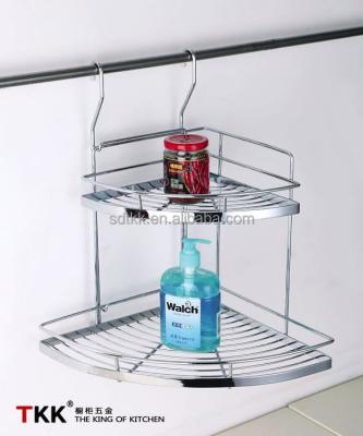 China TKK Sustainable Kitchen Rack Two-layer Kitchen Metal Corner Single Wall Spice Rack for sale