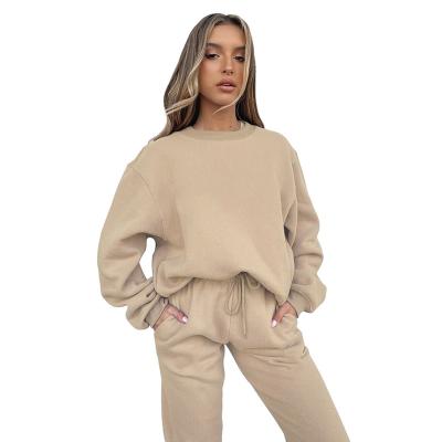 China Breathable Women Set Hoodies Crop Top Sweatshirt Long Trotter Pants Hooded 2 Piece Sets for sale