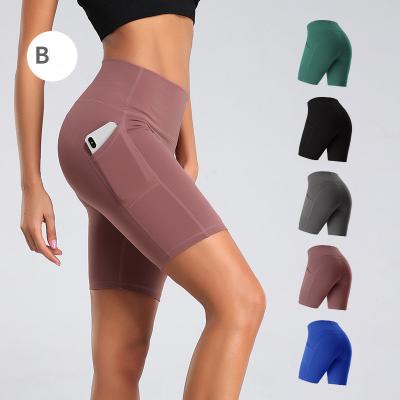 China Anti-Wrinkle Women's Polyester Spandex Squat Proof Workout Fitness Biker Running Shorts for sale