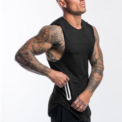 China QUICK DRY Summer Zippered Pockets Shaping Wear Workout Tank Tops Gym Sports Tank Tops Men's Fitness for sale