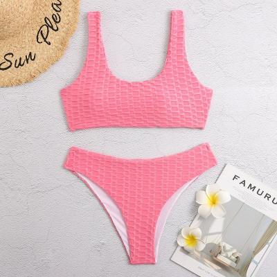 China Breathable High Waist Bikini Swimwear Women Push Up Sexy Ribbed Strap Biquini Brazilian Bikinis Bathing Suit Swimwear for sale