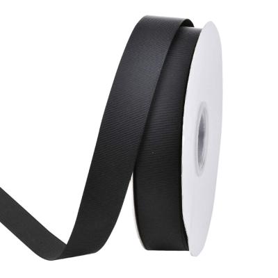 China High Tenacity 1 Inch Grosgrain Ribbon Stock 25mm Black 25mm Color 196 for sale