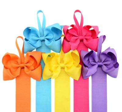 China Wholesale 26inches grosgrain ribbon holders with JOJO bows for boutique hairpins, DIY hair clip holder 26inches for sale