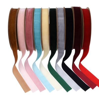 China Amazon Sustainable Inelastic Small Single Sided Wrapping 1.5cm Rolls Colors Velvet Ribbon for sale