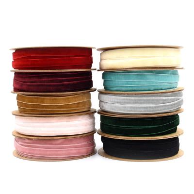 China Amazon Sustainable Inelastic Single Sided Wrapping 1cm Small Rolls Colors Velvet Ribbon for sale