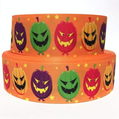 China High Tenacity Halloween Supply Ribbon Logo For Craft And Decorations Printed Pumpkin Bat Ghost Grosgrain 5/8 Inch for sale